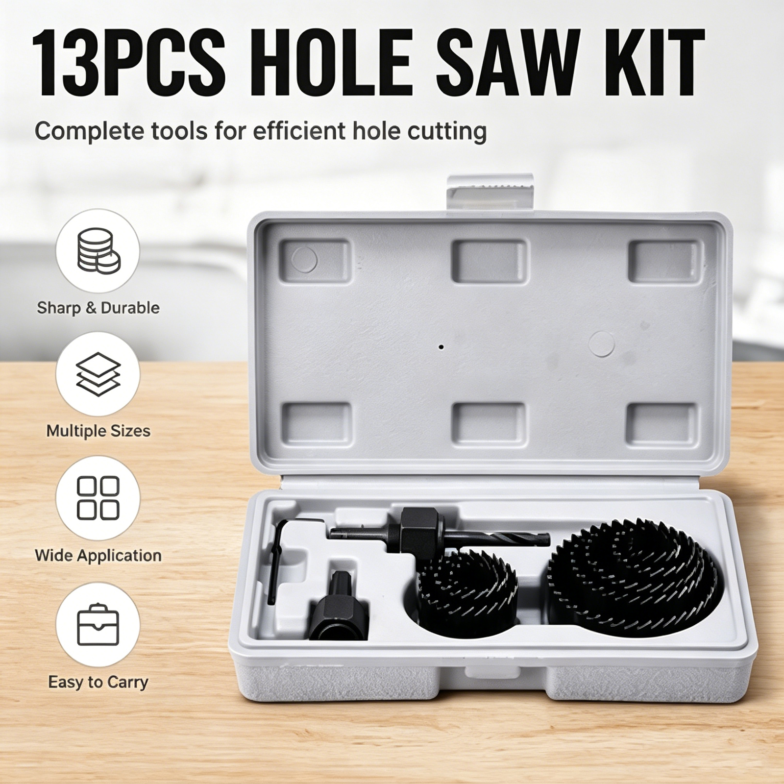 Woodworking Drill - 【2026 New】13Pcs Hole Saw Kit Premium