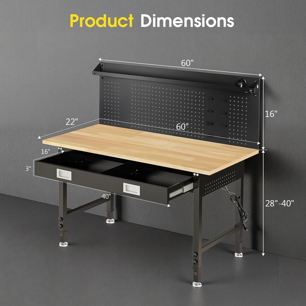 60 Adjustable Workbench with D - Woodworking Garage reseña y precio