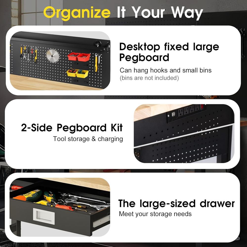 60 Adjustable Workbench with D - Woodworking Garage reseña y precio