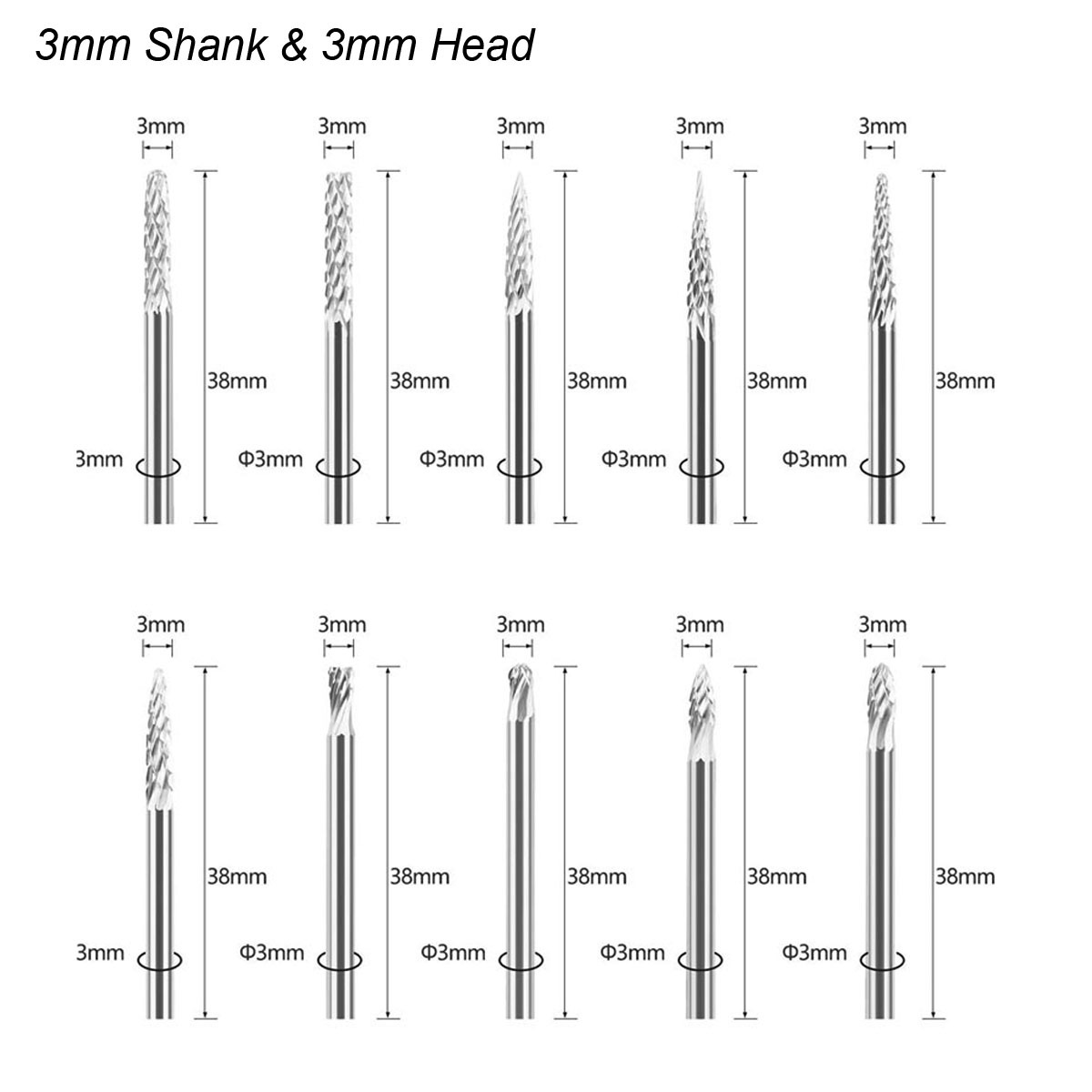 3mm Shank Tungsten Carbide Bur - Woodworking Rasps And Files reseña y precio