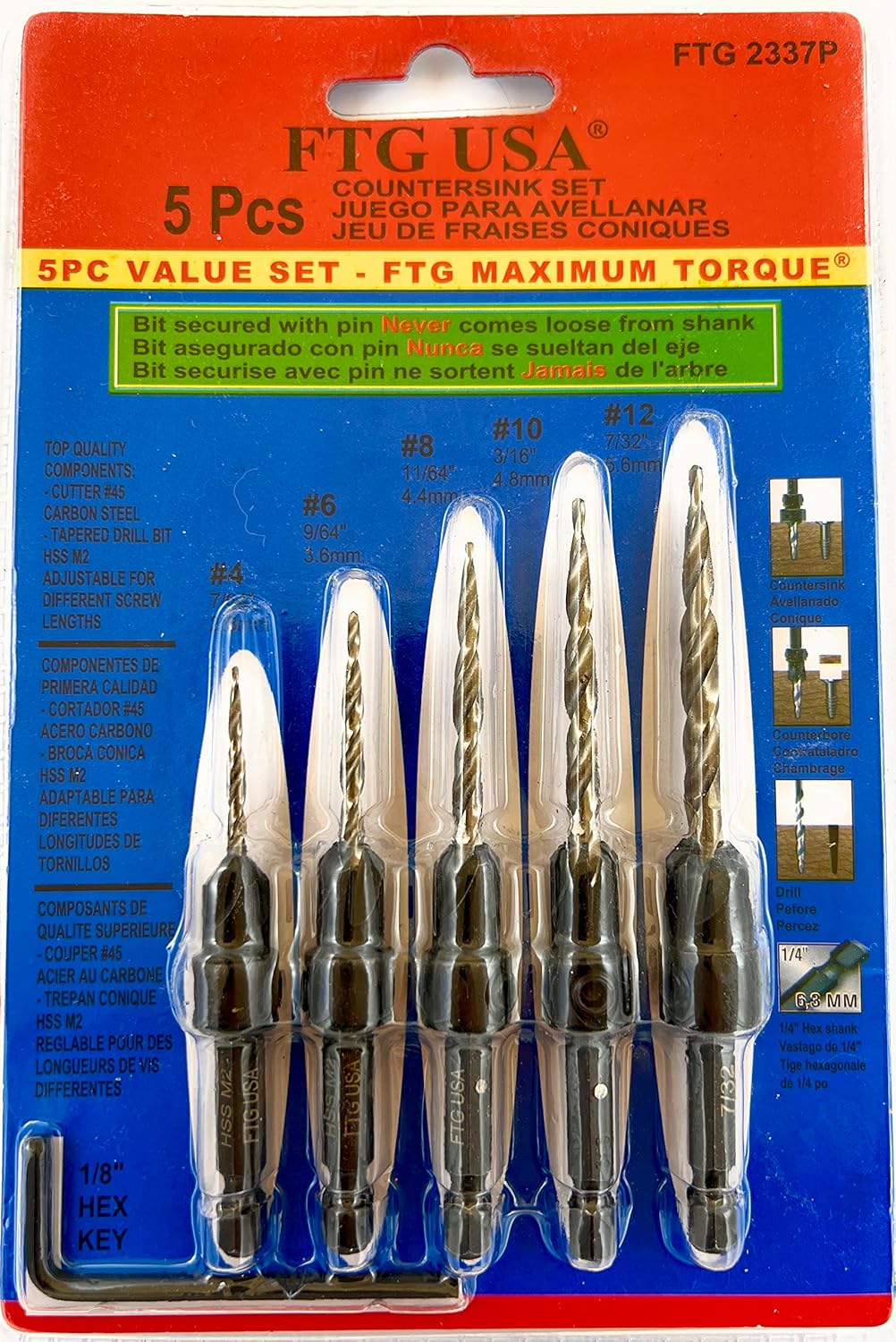 Countersink Drill Bit Set 5 Pc - Woodworking Drill reseña y precio