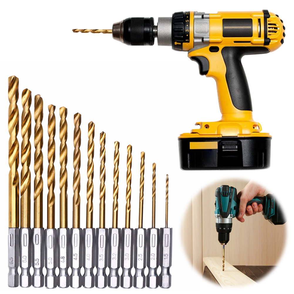 13pcs Titanium Coated Twist Dr - Woodworking Drill reseña y precio