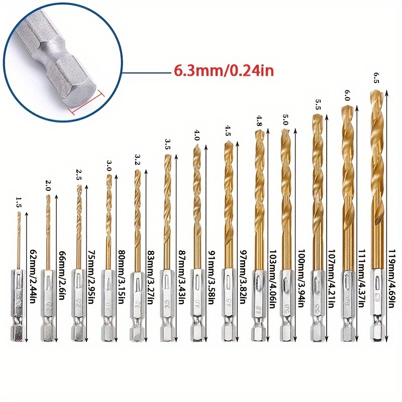 13pcs Titanium Coated Twist Dr - Woodworking Drill reseña y precio